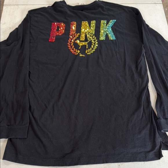 Black Long Sleeve Shirt with Colorful PINK Logo - Picture 1 of 7